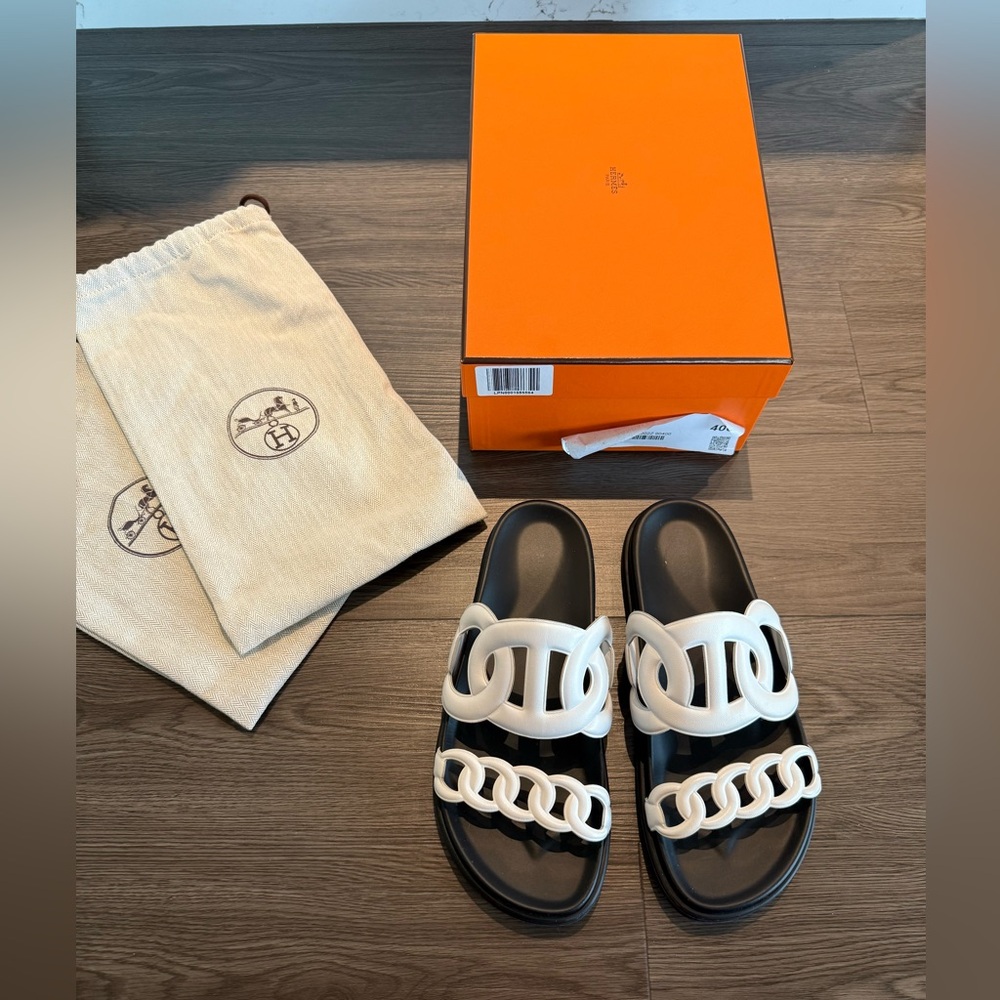 Hermès Extra Sandal Agneau Nappa Blanc 40 as new